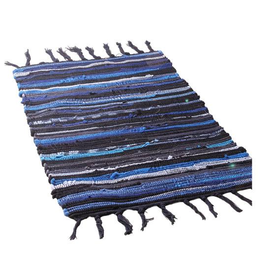 Machine Washable Bedroom Rug Reversible Cotton Rag Rug, Boho Hand Woven Multi Color Striped Bath Non Slip for Hallway with Tassels, Area Living