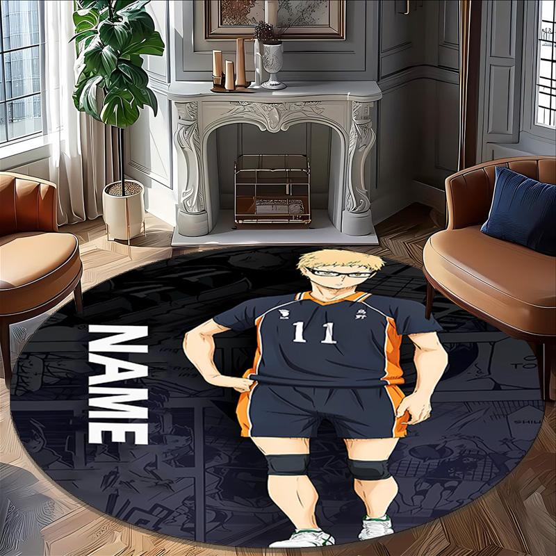 Customizable Haikyuu3 Round Non-Slip Carpet - Ideal for Garden, Picnic, Office, Perfect for Decoration, Suitable For All Seasons