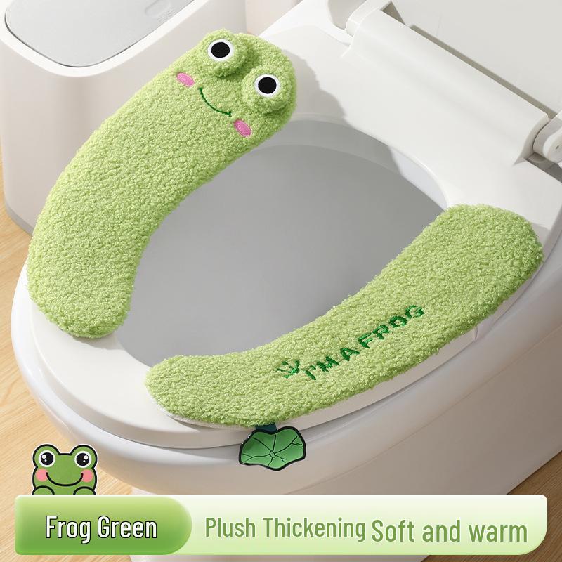 Cartoon Plush Toilet Mat - Universal, Thick & Warm for All Seasons.
