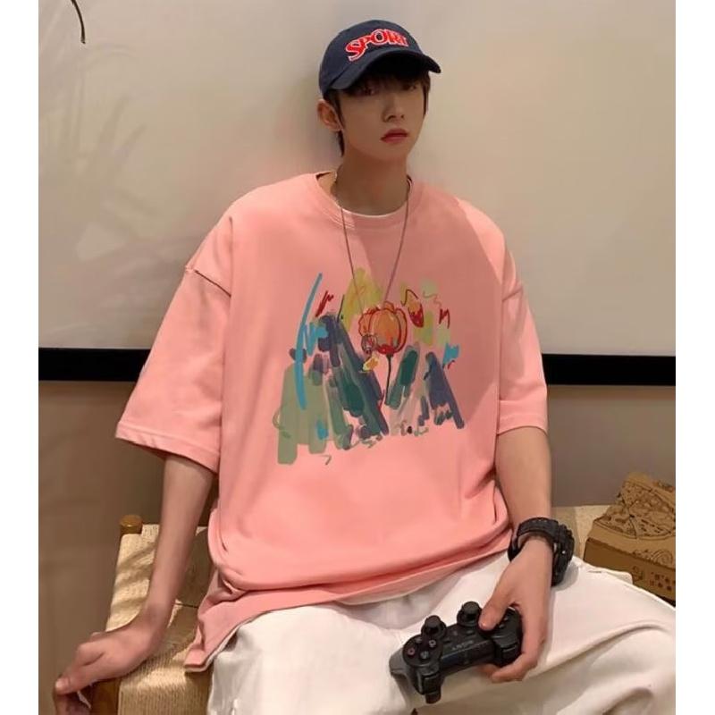 Мужские футболки с коротким рукавом с буквенным графическим принтом, модные брендовые футболки для мужчин, мужская одежда, повседневная футболка, мужские летние топы в корейском стиле ретро для мужчин