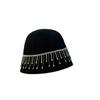Women's Fashionable Bucket Cap with Diamond Chain Basin Cap Autumn Wool Warm Fisherman Cap
