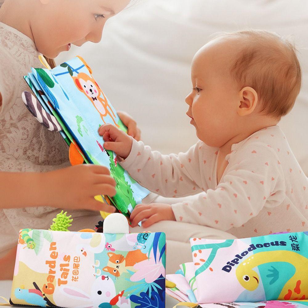 Animals Tail Kids Cloth Book Sound Paper Baby Early Learning Toy Learning Cognize