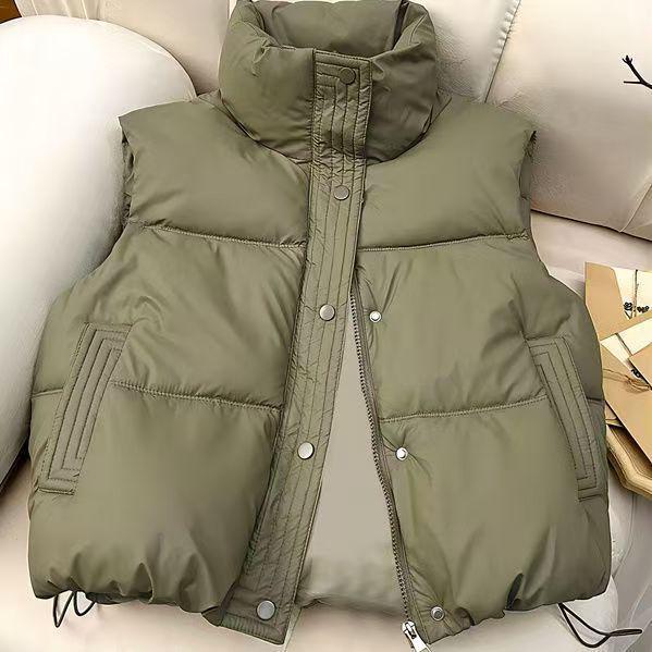 Осень/Зима 2025 Корейский Стиль Безрукавка Хлопковая Стойка Воротник