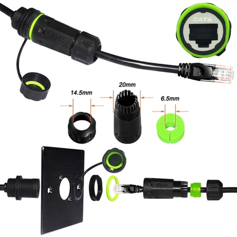 RJ45 Connector Waterproof Ethernet Cable Connector Circular Connector Signal Panel IP68 8P8C Connector for Home Networking