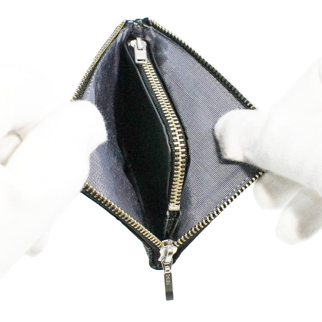 Indenya Inden Coin Purse F Coin Purse 08 Deerskin Black X Black Lacquer Small Checkered Pattern 1008-01-167