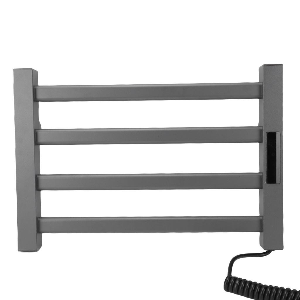 4 Bars Towel Warmer Rack Smart Touch Control Wall Mounted Towel Heater Rack for Bathroom Gray Right Line 45x35cm EU Plug 220V
