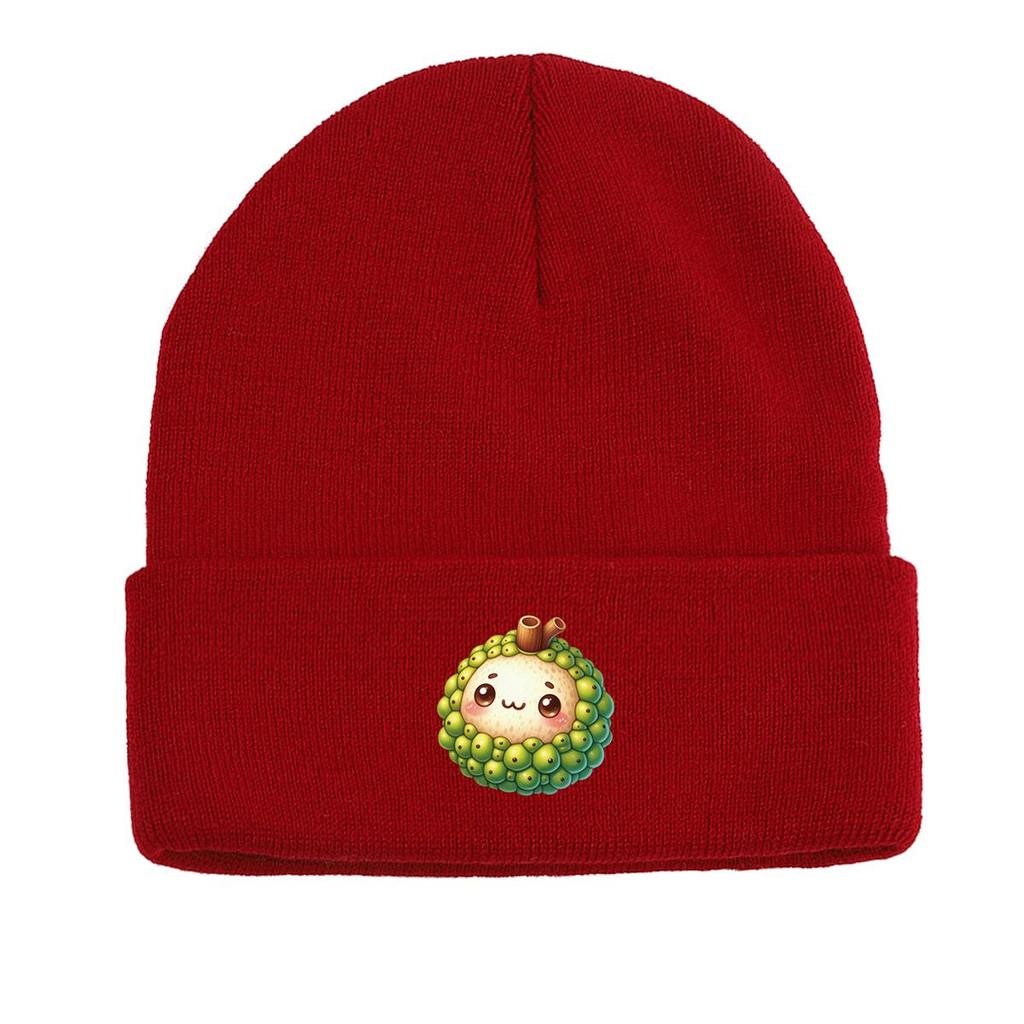 Cartoon Jackfruit Warm Knitted Cap Beanie, Fruit Woman Cap Cuff Fit Simple Headwear Knit Cap Beanie