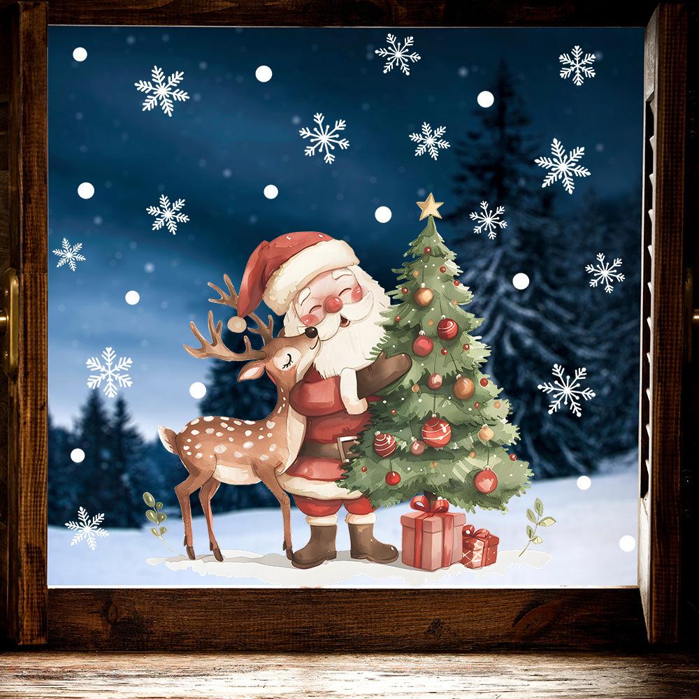 Christmas Decorations Santa Elk Glass Windows and Windows Landscaping Window Stickers Uv Static