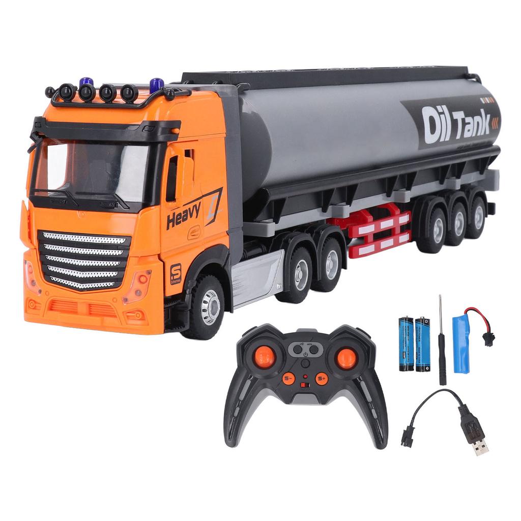 RC Oil Tanker Trailer Toy 9CH Musical Alloy Educational Открывающаяся дверь Дистанционное управление Грузовик Топливо