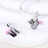 925 Silver Color Zirconium Heart Shape Charms Beads Feather Perfume Bottle Music Dangle Fit Bracelet Necklace Jewelry