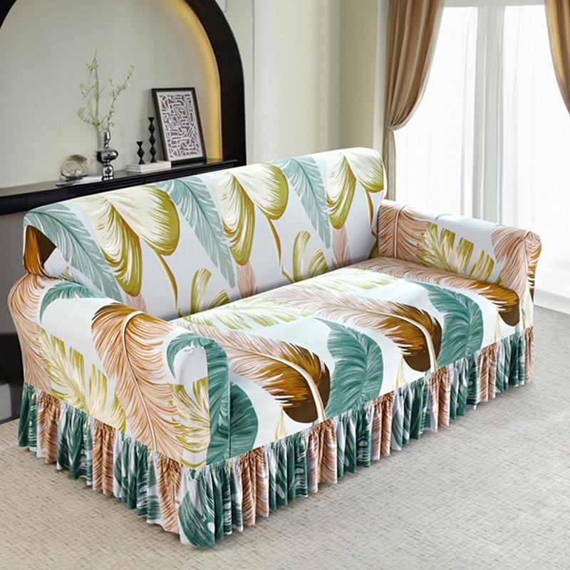 1 шт. эластичный чехол для дивана с принтом и юбкой, чехол для дивана, чехол для мебели, протектор для спальни, офиса, гостиной, домашнего декора