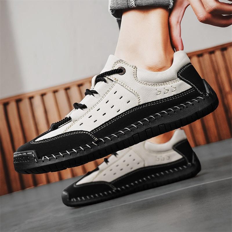 38-48 Мужская обувь больших размеров из кожи, низкие повседневные спортивные туфли, мужская модная повседневная кожаная обувь