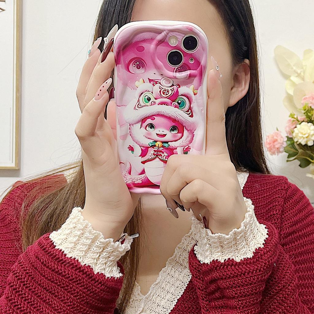 Силиконовый чехол для Xiaomi Redmi Note 14 13 Samsung A56 A26 A36 Oppo A3 A5 Pro Tecno Spark 30C Funda Cartoon Snake New Year Cover Soft TPU Bumper