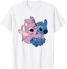 Lilo and Stitch Cute Angel and Stitch Hugging Chest Logo T-Shirt