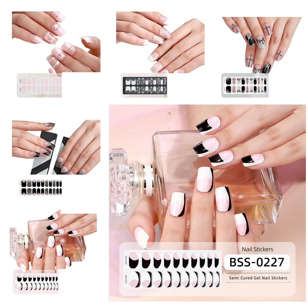 Semi-Cured Gel Nail Strips Fashionable Nails Stickers for Women and Girls Easy To Apply No Professional Skills Required