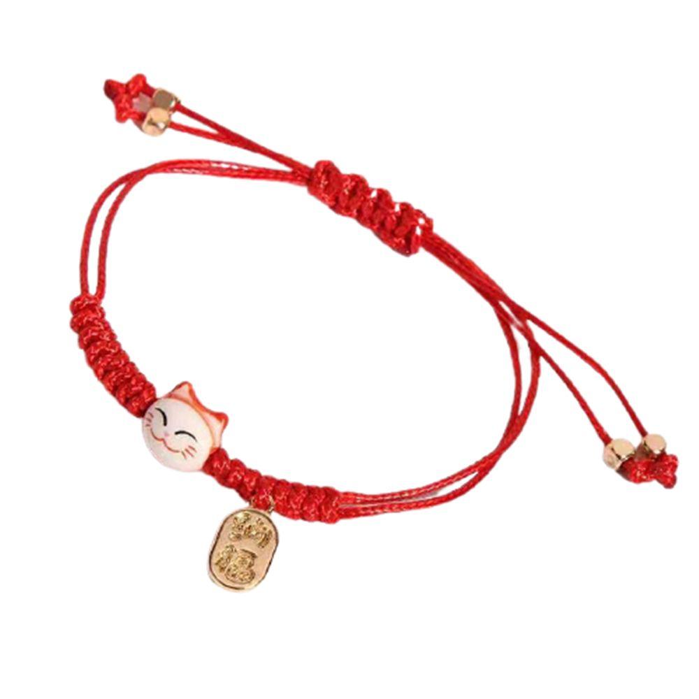 Новый Милый Модный Красочный Веревочный Браслет Ручной Работы с Кошкой Удачи, Парные Браслеты