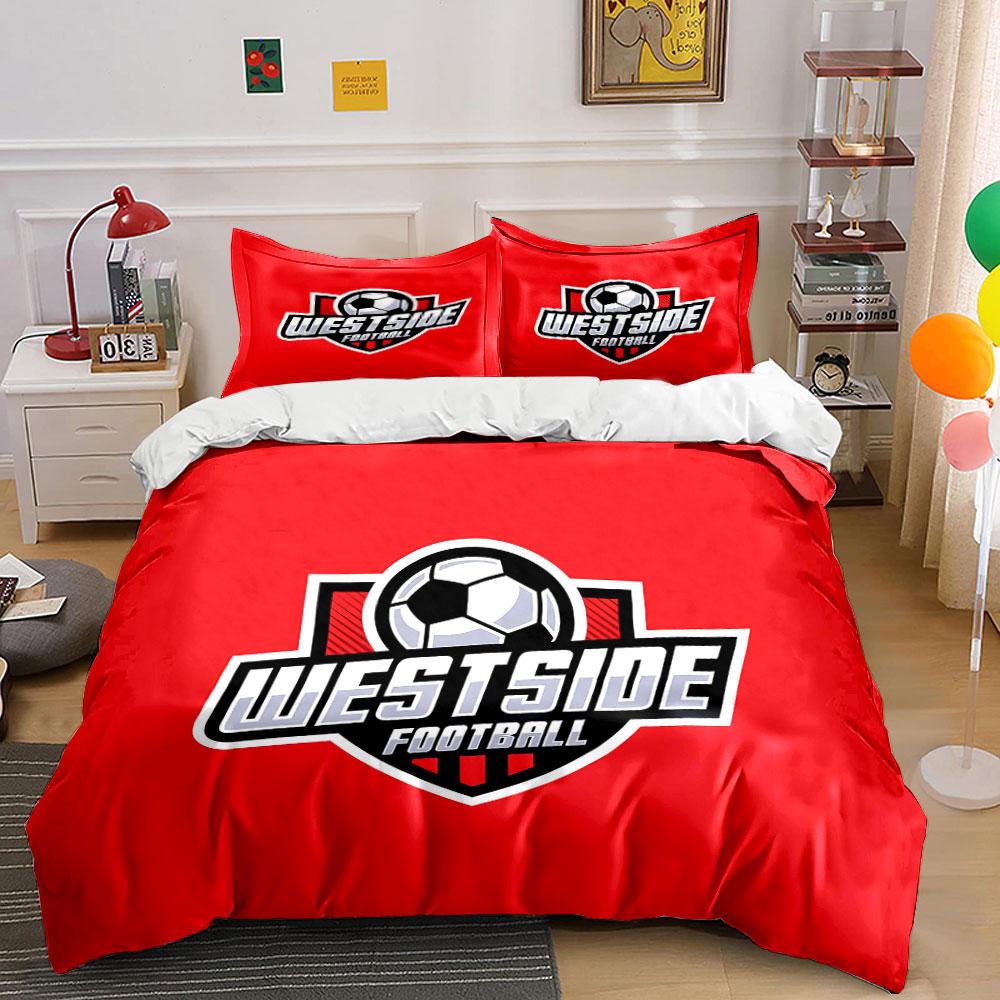Red Westside Football Bedding Set Bedding Duvet Cover Set Duvet Cover Pillowcases (1 * Duvet Cover 2 * Pillowcases, without duvet insert)