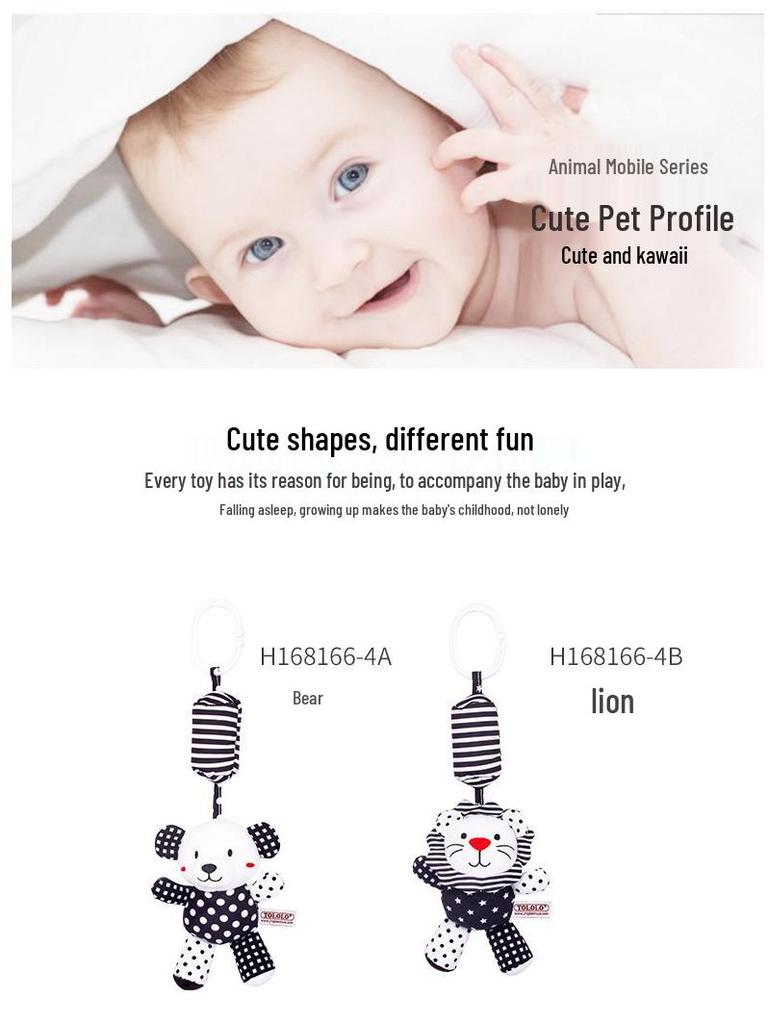 TOLOLO Детский мультяшный мобиль с животными, черно-белый
