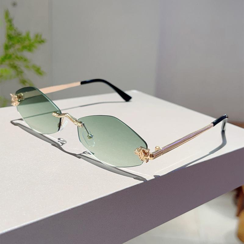 Rimless Polygon Sunglasses Men New Gradient Ocean Lenses Decor Shades Women Ins Trendy Stylish Design Sun Glasses