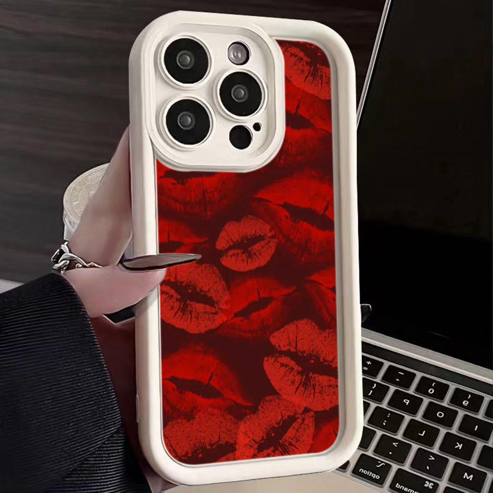 LZ23 Lips Kiss Heart Design Art Silicone Phone Case for iPhone 11 13 14 15 16 Pro Max 7 8 16 Plus 12 Mini XS Max XR Shockproof Back Cover