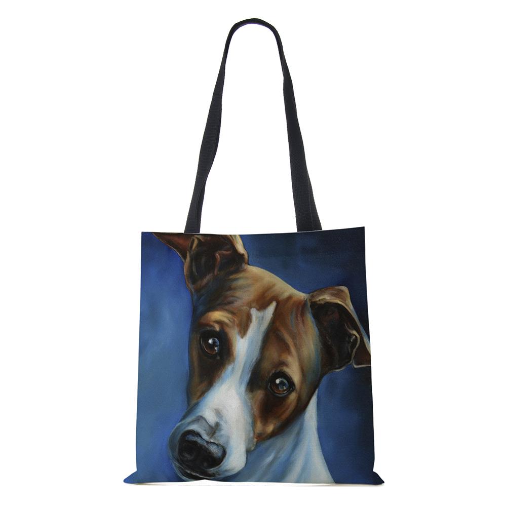 Женская сумка Холщовые сумки с принтом собаки Повседневные дорожные пляжные подарочные сумки KTY