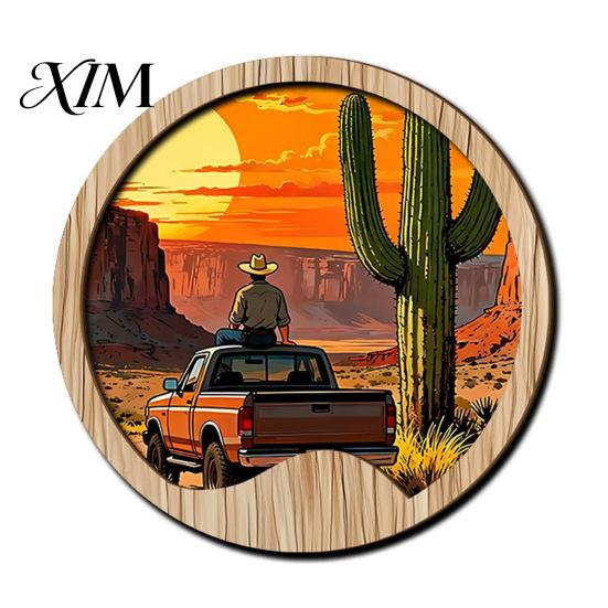 Rustic Wood Wall Sculptures Forest Sunset Scenery 2D Hanging, Boho Wooden Art Sign, Layered Silhouette Nature Tree Decor for Bedroom Living