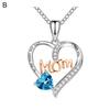 Heart Necklace for Women I Love You Mom Cubic Zirconia Heart Pendant Necklace Mother's Day Birthday Gift for Mom