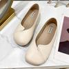 Туфли для мамы в стиле ретро с квадратной головкой и неглубоким горлом 2025 года, новые удобные, мягкие, универсальные, с плоской подошвой, одинарные туфли с одной педалью