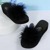 Fashion Faux Fur Wedges Slippers for Women Spring Autumn Fashion Crystal Detor Platform Slides Woman Slip On Open Toe Slippers Female