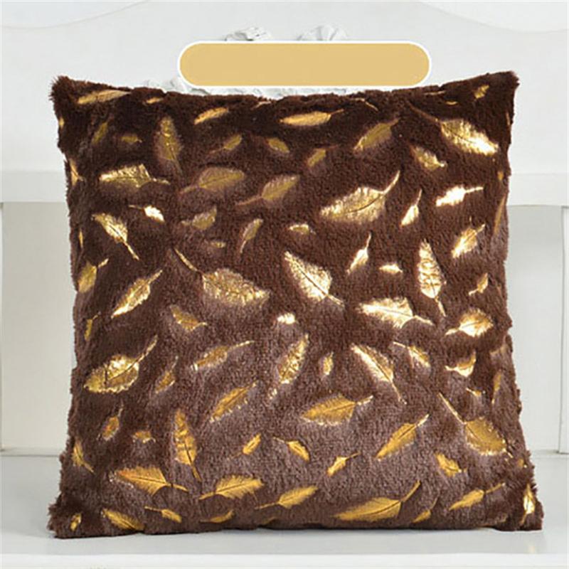 Home Pillowcase Two-sided Plush Hot Stamping Feathers Cushion Cover