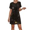 Spring/summer Women's Fashion Short-sleeved Sequined Slim-fit Dress