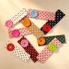 Dopamine Color Elastic Head Wrap Large Button Yoga Hairband Fashionable Polka Dot Headband  Daily