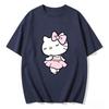 Summer New Arrival Kawaii Hello Kitty Ballerina Print Couple T Shirts Casual Loose Family Matching Outfits Parentchild Tee
