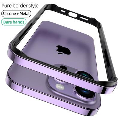 Роскошный алюминиевый чехол-бампер Hybird с силиконовой рамкой для IPhone 14 Plus 13 12 Mini 11 15 Pro Max 14pro XR XS Противоударный защитный чехол