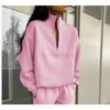 Womens Fashion Half-Zip Casual Sports Sweatshirt Long Style 2026