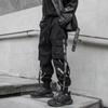Black Cargo Pants Men Joggers Cargo Trousers for Men Jogging Japanese Streetwear Hip Hop Hippie Techwear Gothic Ribbon