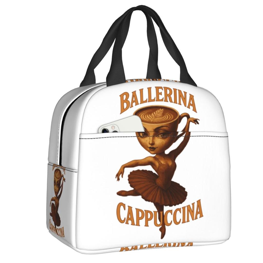 Custom Ballerina Capuchina Italian Brainrot Tung Tung Tung Sahur Lunch Bag Women Thermal Cooler Insulated Lunch Box for Student