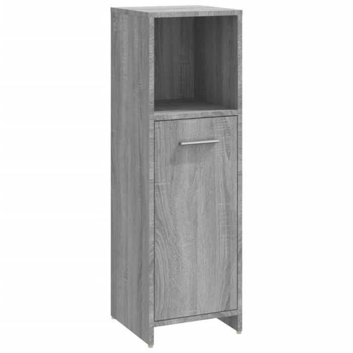 825838 vidaXL Bathroom Cabinet Sonoma Grey 30x30x95 Cm Engineered Wood