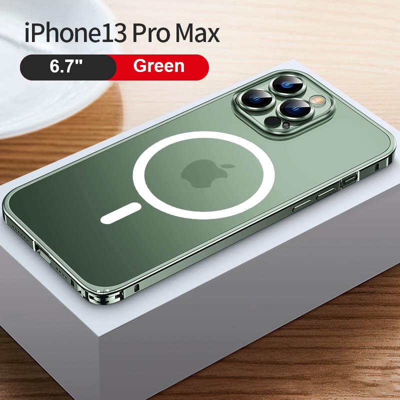 Магнитный чехол для телефона из авиационного алюминиевого сплава для iPhone 14 13 12 Pro Max с металлическим каркасом, матовый полупрозрачный чехол с пряжкой бегемота