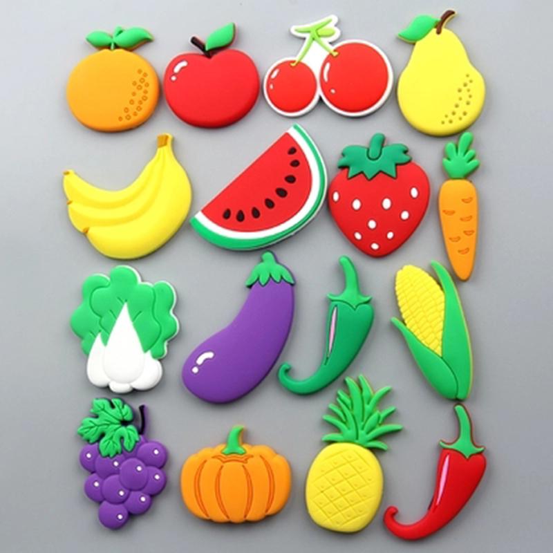 Fridge Magnets 3D Paster Cartoon Kids Gifts Blackboard Home Decoration Vegetables Fruits Decoration Food Sticker Jewelry Accessory