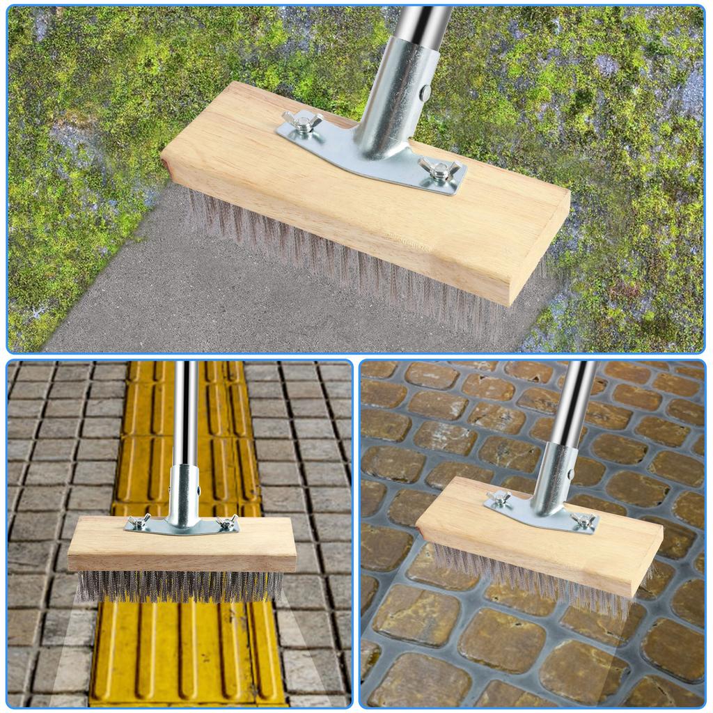 Проволочная щетка для пола из нержавеющей стали, скребок для дома, средство для удаления пятен, уборочная метла, стальная щетка для пола гаража, патио