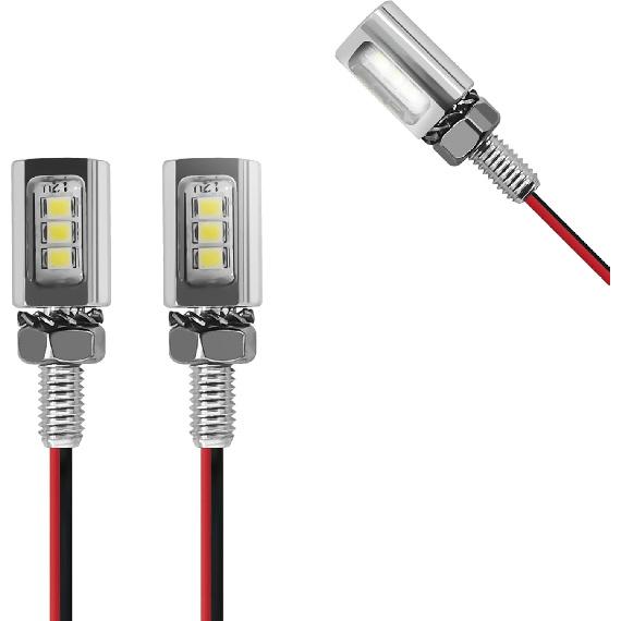 LED License Plate Light, Motorcycle License Plate Light, 2PCS 12V Waterproof Aluminum Housing Assembly, Super Bright White LED Bulb Tag Screw Lamp