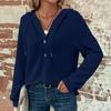 Women Fall Winter Top Hooded Loose Buttons Drawstring Hoodie Pure Color Long Sleeves Pullover Loose Daily