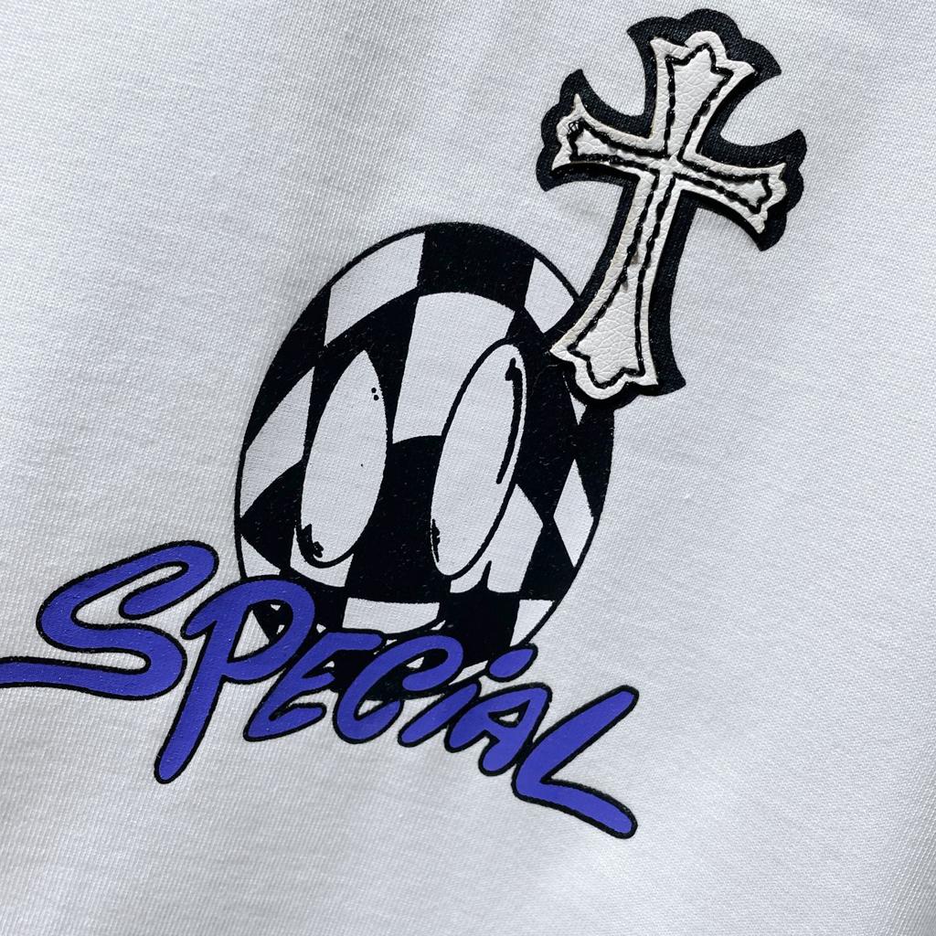 8553 CHROME HEARTS 2025 Лето Новая Высококачественный Хлопок Круглый Вырез Свободный Большой Размер Мужская и Женская Футболка Парная Футболка