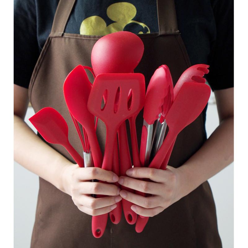 11pcs / 11pcs силиконовый набор кухонной посуды антипригарная посуда шпатель высокотемпературная лопатка для приготовления пищи