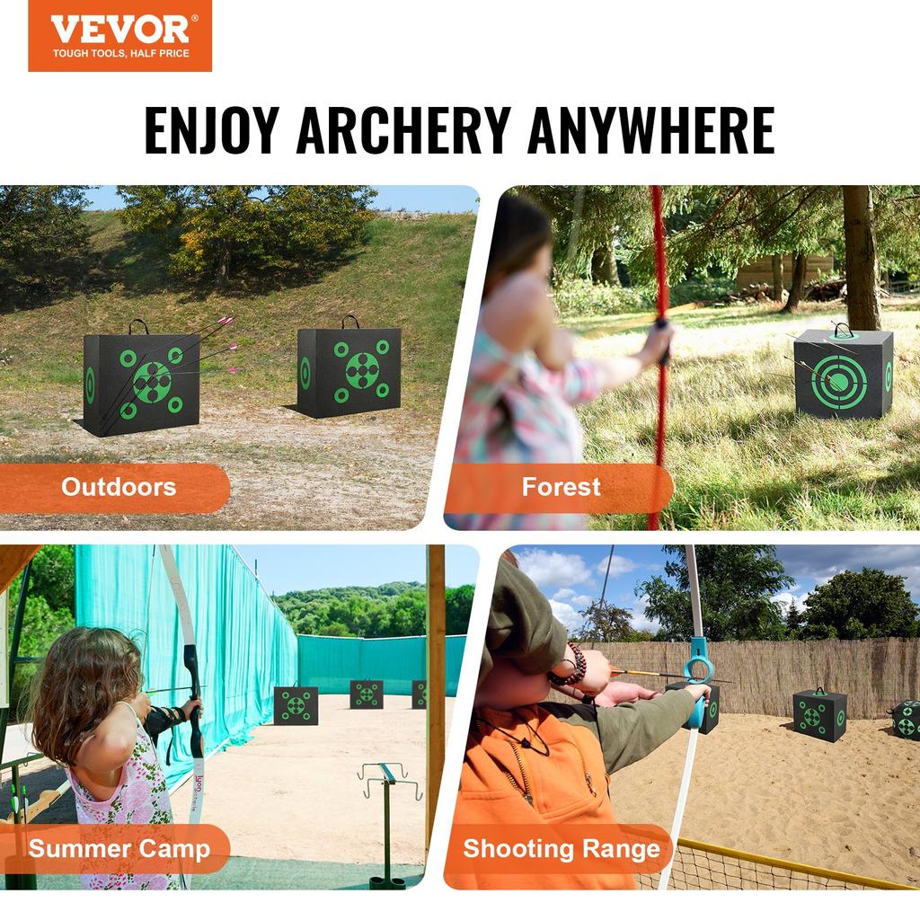 VEVOR Archery Target, 16"x18" All-side Shotting Archery Arrow Target, Outdoor Portable Archery Target with Carry Handle, Easy Arrow Removal