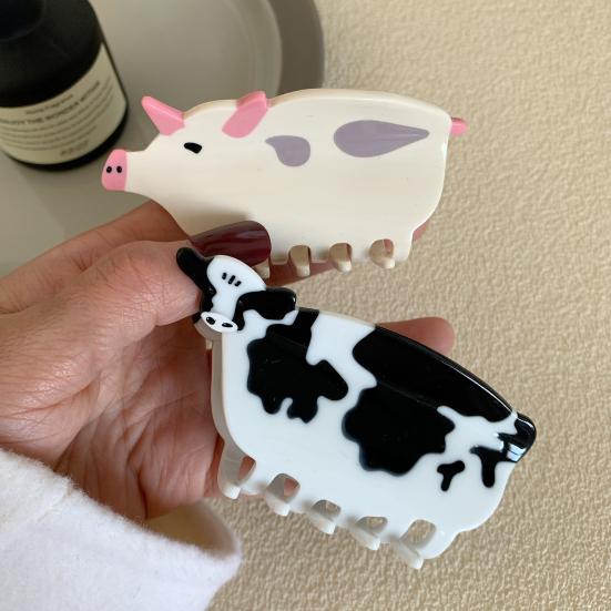 Заколка для волос животных, нескользящая, сильная фиксация, форма коровы, свиньи, цыпленка, женщины, девушки, длинные, толстые, тонкие, вьющиеся зажимы для волос, модные аксессуары для волос