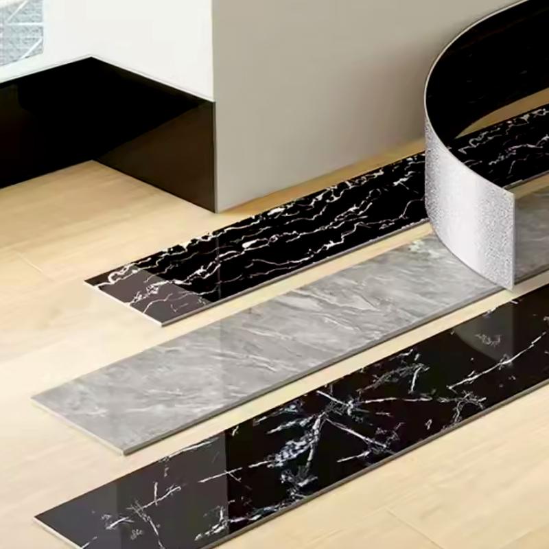 1 шт. ПВХ Водонепроницаемые обои Самоклеящиеся стеновые панели Сделай сам Домашний декор Плинтус Имитация мраморной линии Наклейка Сильный клей
