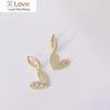 Корейский дизайн модные ювелирные изделия 14 карат настоящее золотое покрытие AAA циркон любовь кулон серьги элегантные женские свадебные вечерние серьги