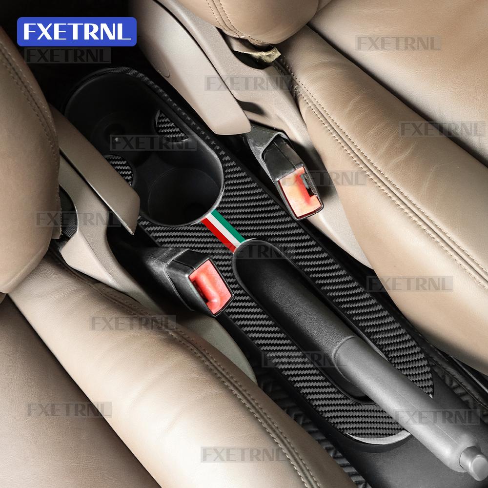 Real Soft Carbon Fiber Sticker For Fiat 500 500C 2008-2015 For Abarth 595/695/595C/695C 2012-2015 Water Cup Holder Gear Shift